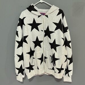 Edikted Black and White Star Print Zip Up